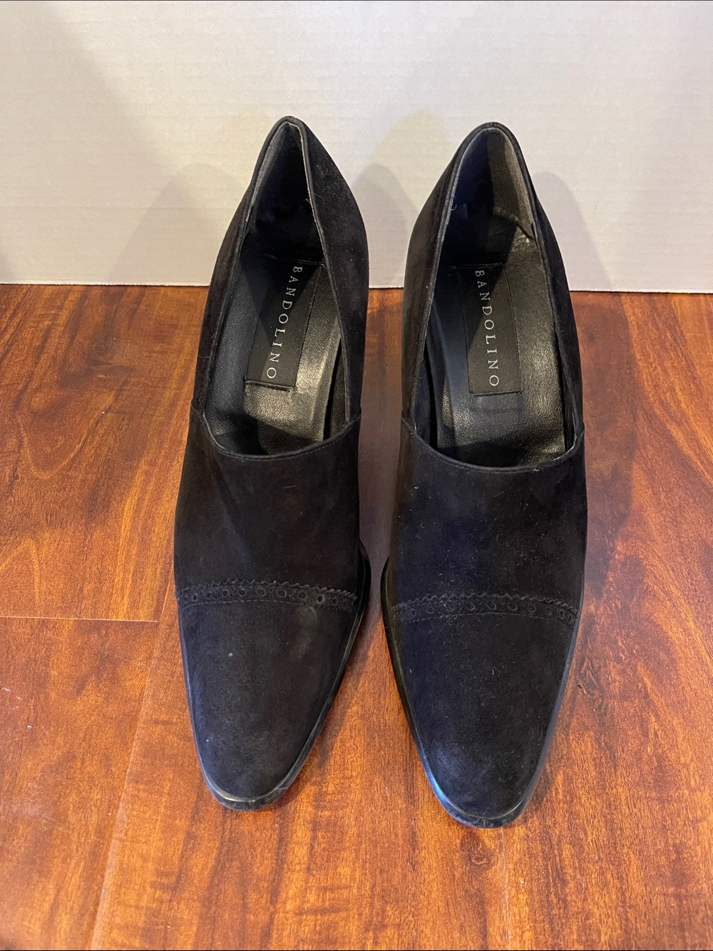Bandolino Black Suede Pointed-Toe Slip-On Heels